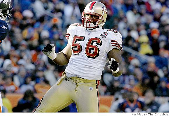 Sourdeath Sam on X: Takeo Spikes and Patrick Willis with clubs for hands  is one of the most legendary 49ers pics of all time   / X