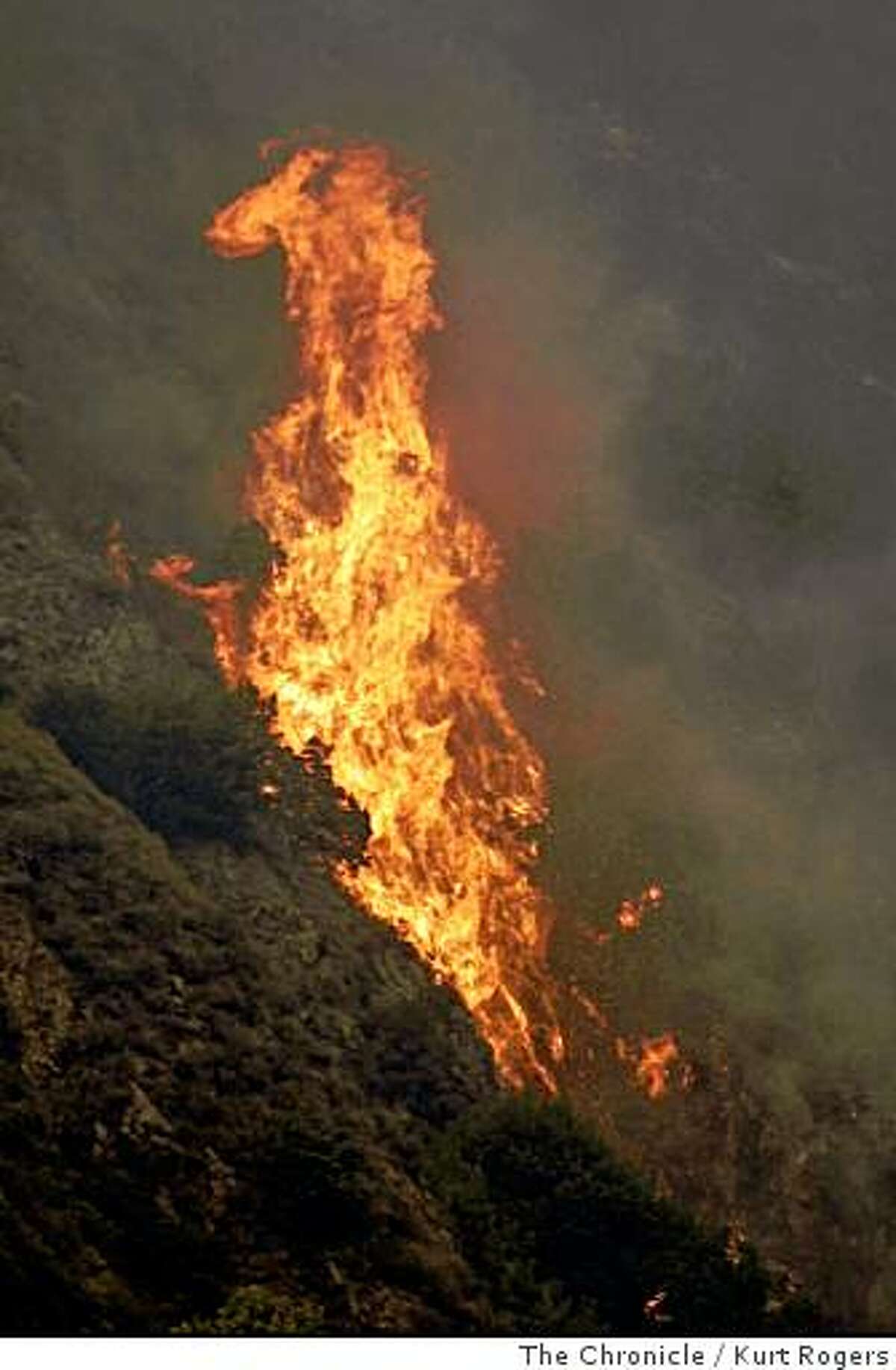 Fire near Big Sur burns on, fire crews short