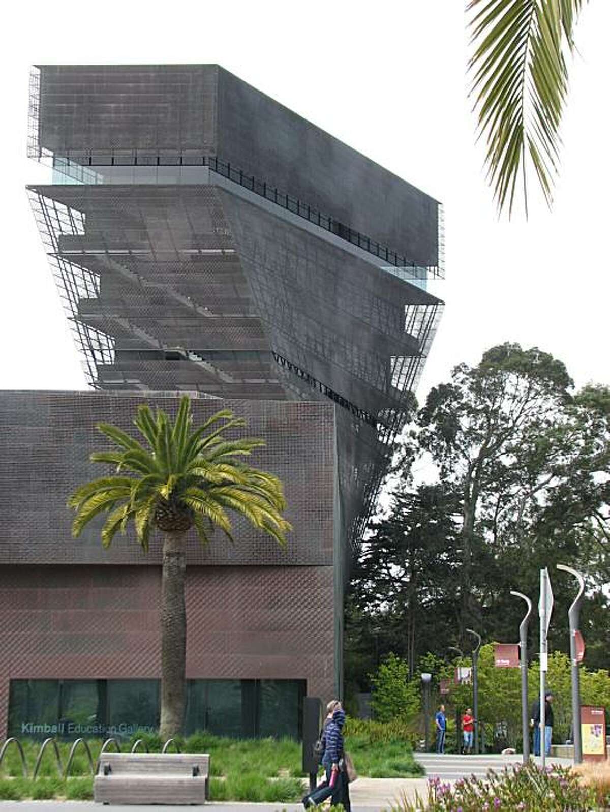 No aspect of the architecture of the M.H. de Young Memorial Museum is more than distinctive than its tower, a copper-clad shaft that takes on much different forms when viewed from many different angles.