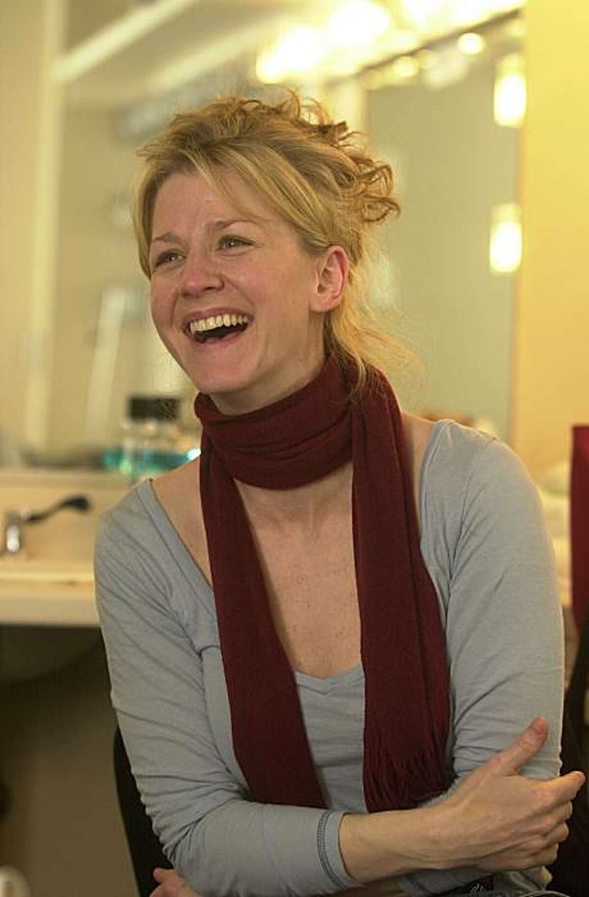 Rene Augensen, leading lady at ACT talks about her role in the Ibsen's protofeminist classic "A Doll's House", in her dressing room at the theater, Jan.13, 2004, in San Francisco.