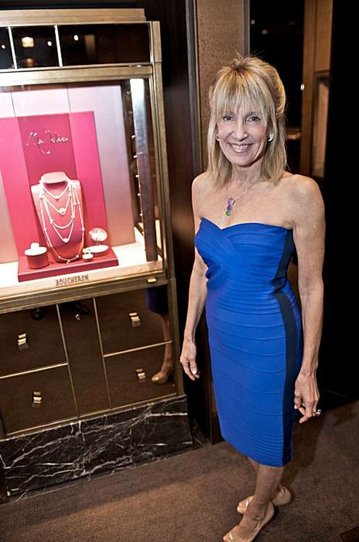 At the Boucheron jewelry boutique on Dec. 14, 2010, clothing designer Julie Panciroli debuted her latest line of made-to-measure upscale apparel. Here we see friend and stylist Sandy Mandel. Sandy Mandel