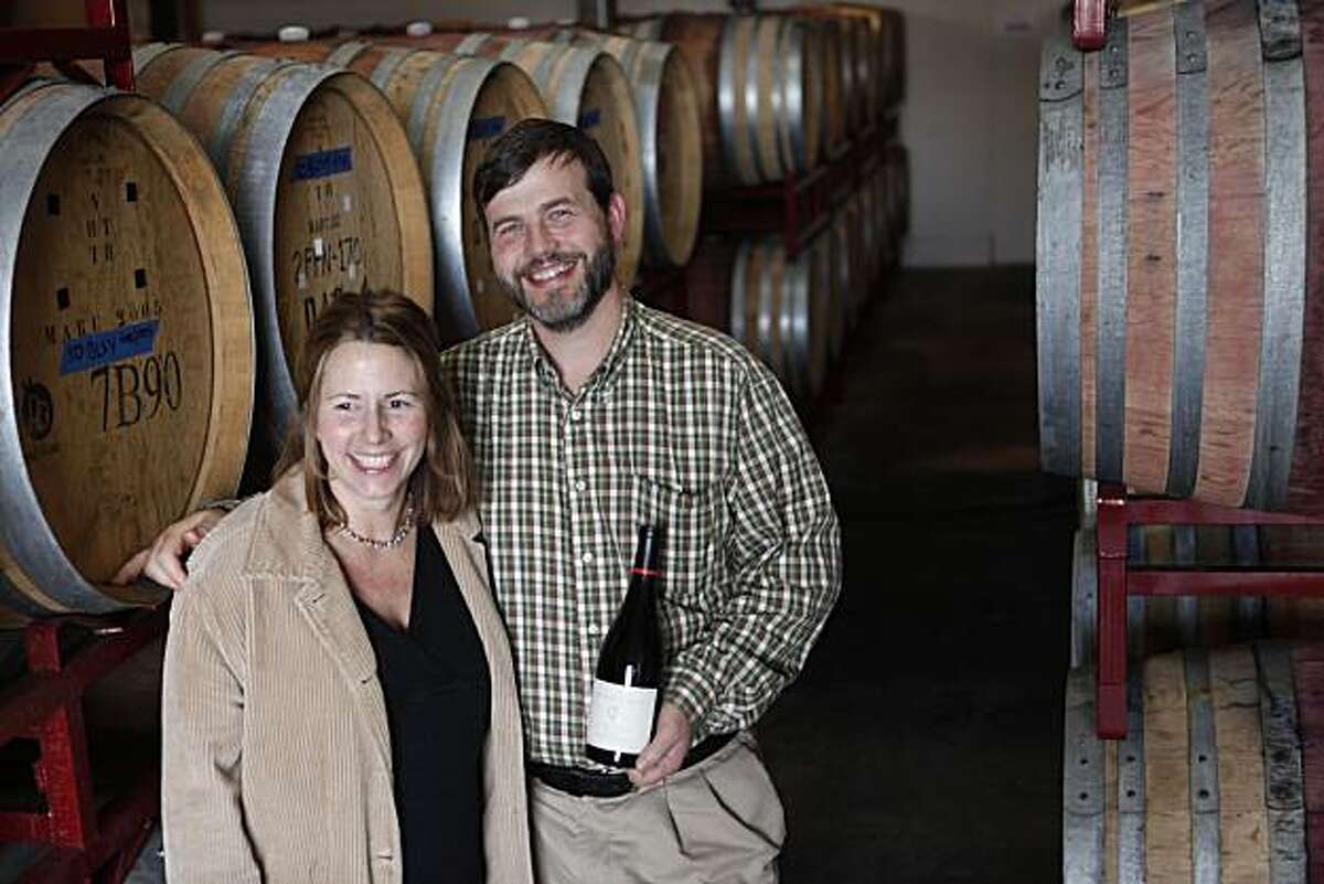 Winemakers to watch, Tracey and Jared Brandt, owners of A Donkey and Goat Winery, stand for a portrait in their shop on Tuesday Dec. 7, 2010 in Berkeley, Calif.