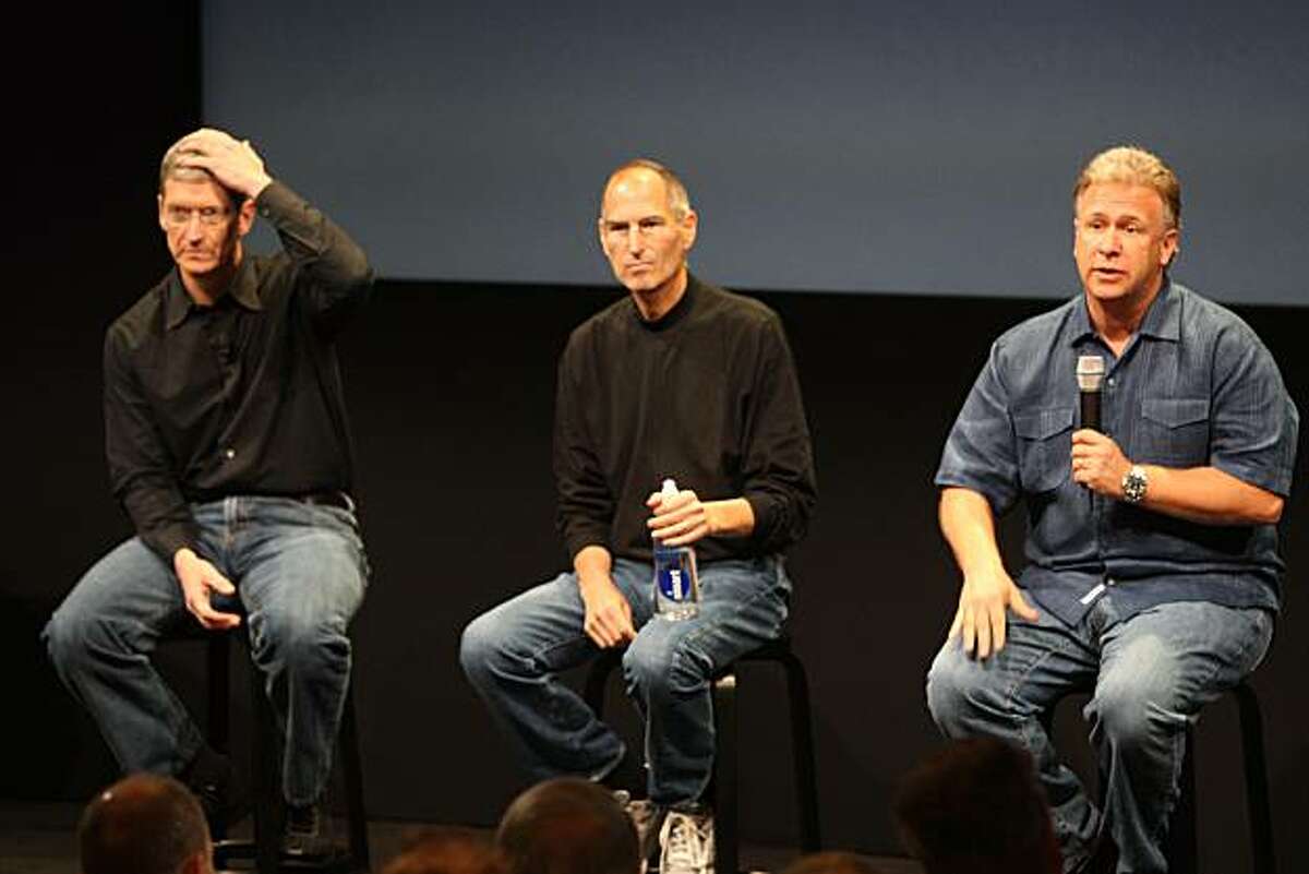 New Apple product announcements from CEO Tim Cook, Steve Jobs, and product marketng manager Phil Schiller at Apple Headquarters in Cupertino , Calif., on Tuesday, October 14, 2008.