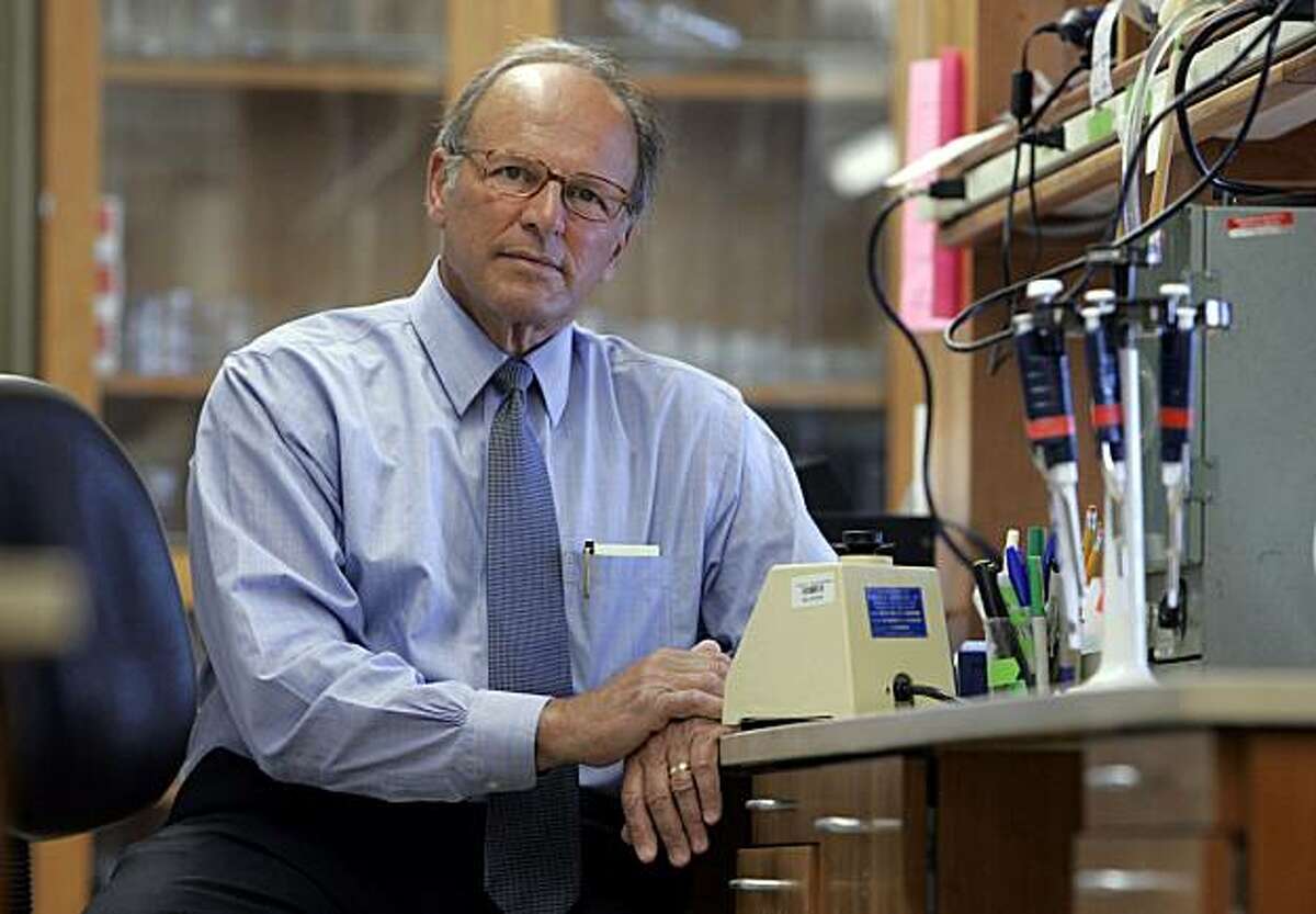 Dr. Bertram Lubin sits in a lab at Children's Hospital Oakland Research Institute on 6/1/05 in Oakland, Calif. Dr. Lubin oversees an umbilical cord blood bank that uses blood to treat siblings for genetic diseases such as sickle-cell anemia.