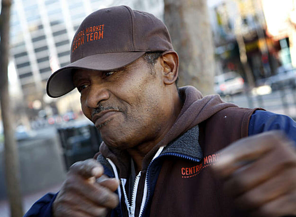 Elmer Boone is part of the "clean team" for the Central Market Street district. A day in the life of the mid-Market Street area of San Francisco, Calif. Thursday December 16, 2010.