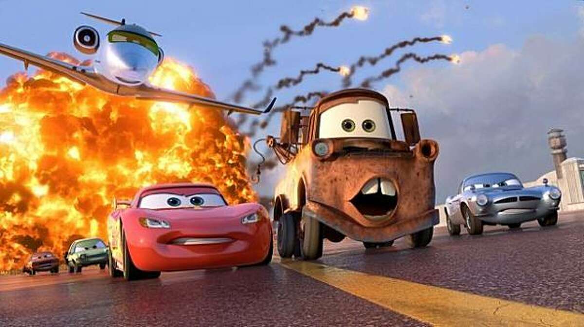 McQueen and Mater race in "Cars 2"