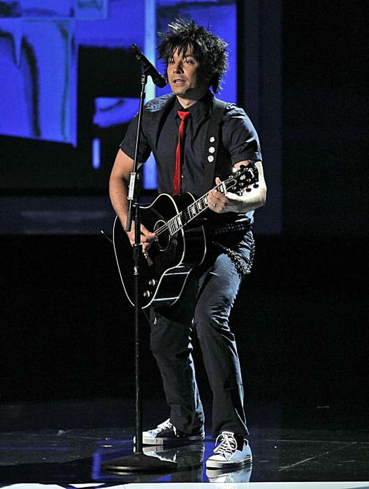 Host Jimmy Fallon performs during the 62nd Primetime Emmy Awards Sunday, Aug. 29, 2010, in Los Angeles.