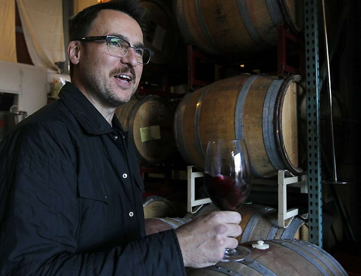 Winemaker Chris Brockway works at his Broc Cellars winery in Berkeley, Calif. on Thursday, Dec. 15, 2011.