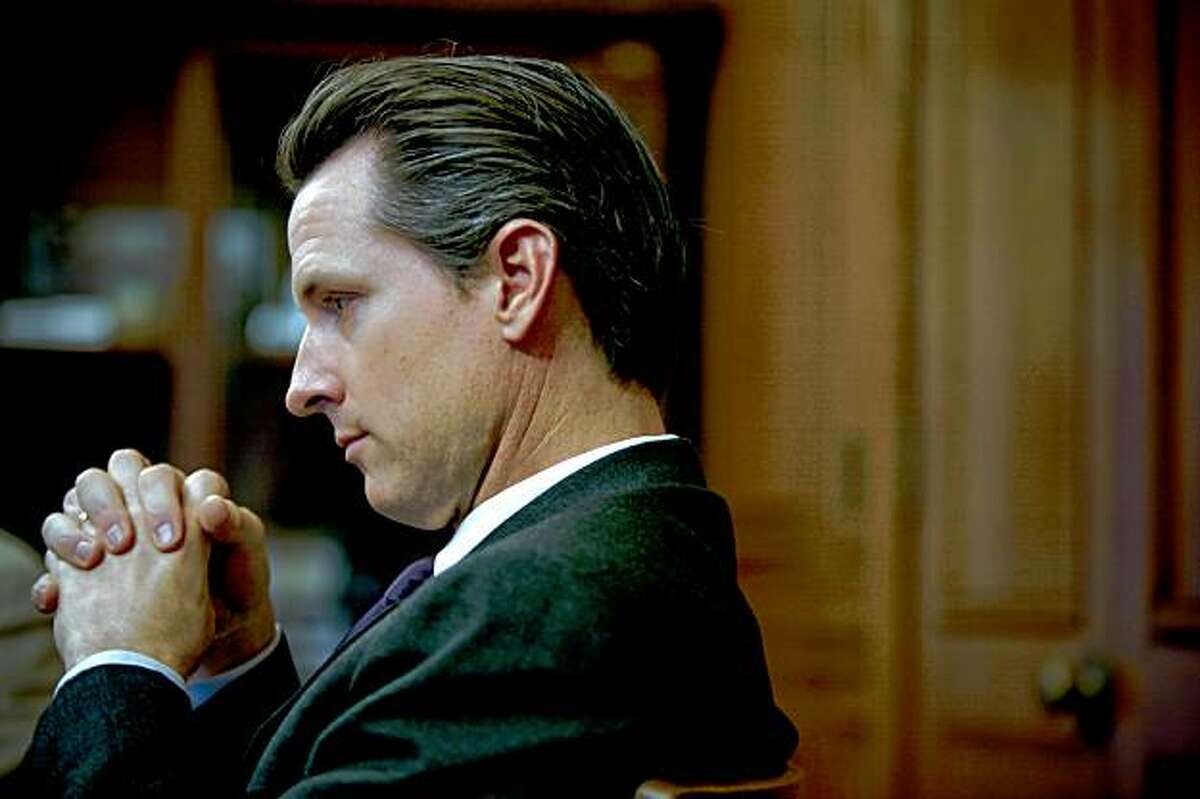 Mayor Gavin Newsom, seen during a recent interview at San Francisco City Hall, has decided to pull out of the California governor's race.