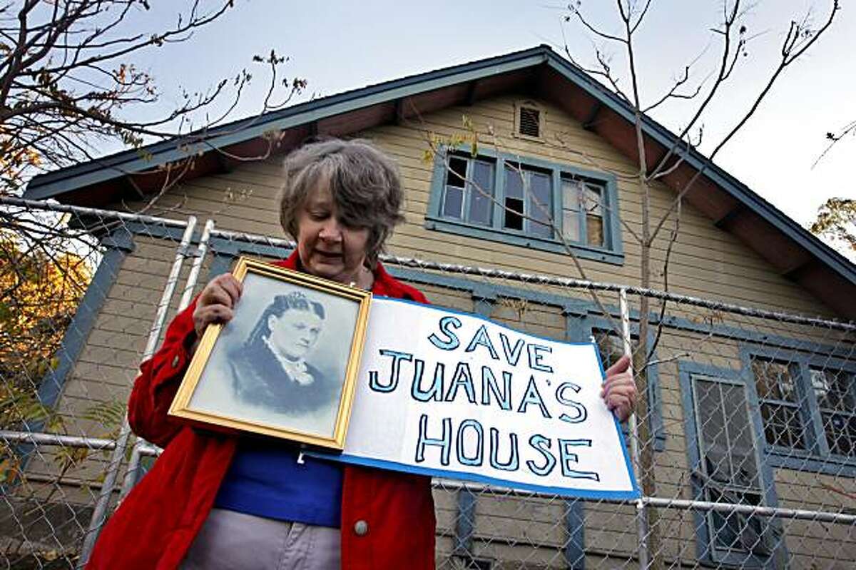 Activist Kathy Akatiff fight to keep Juana Briones historical home standing, Monday Nov. 29, 2010, in Palo Alto, Calif. The 1844 home is threatened of being demolished due to a court ruling.