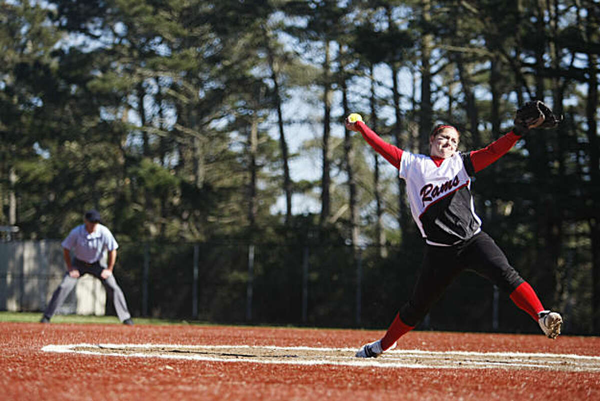 Luisa Sausedo-Dempsey of City College of San Francisco pitches during the team's season opening game against Chabot College in Pacifica Calif, on Tuesday, Feb. 22, 2011.