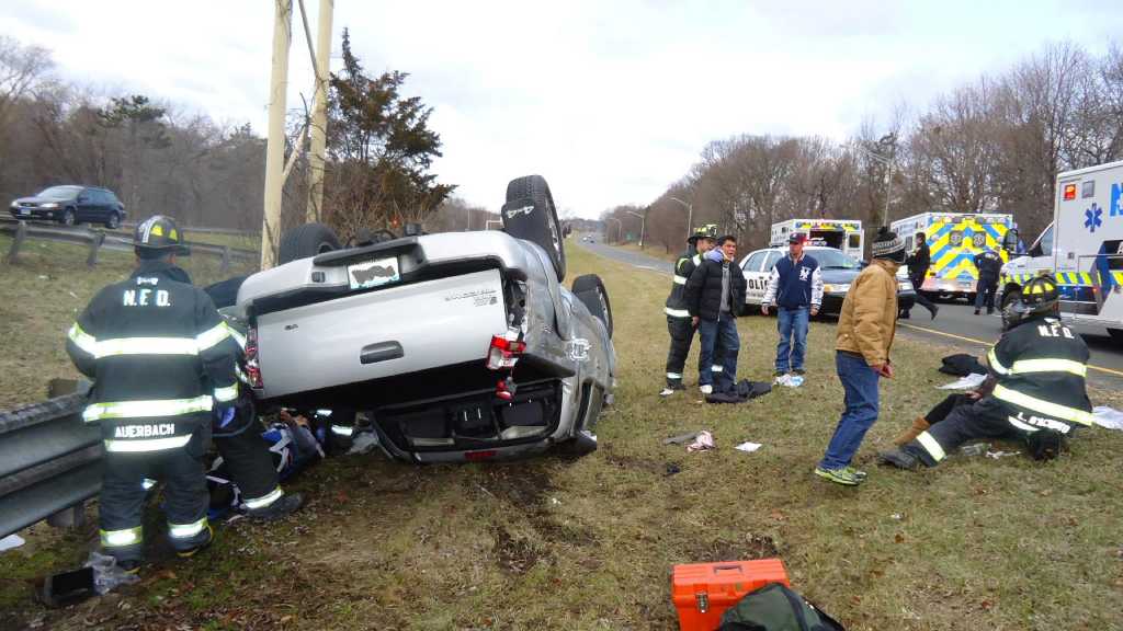 Rollover accident sends family of six to area hospitals