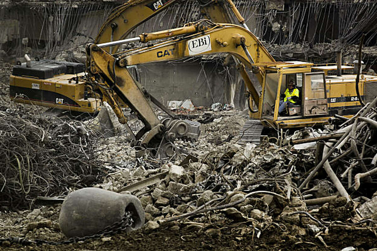 The demolition of the Transbay Terminal at Mission and 1st Streets in downtown San Francisco, Calif., continues on Friday Jan. 7, 2011.