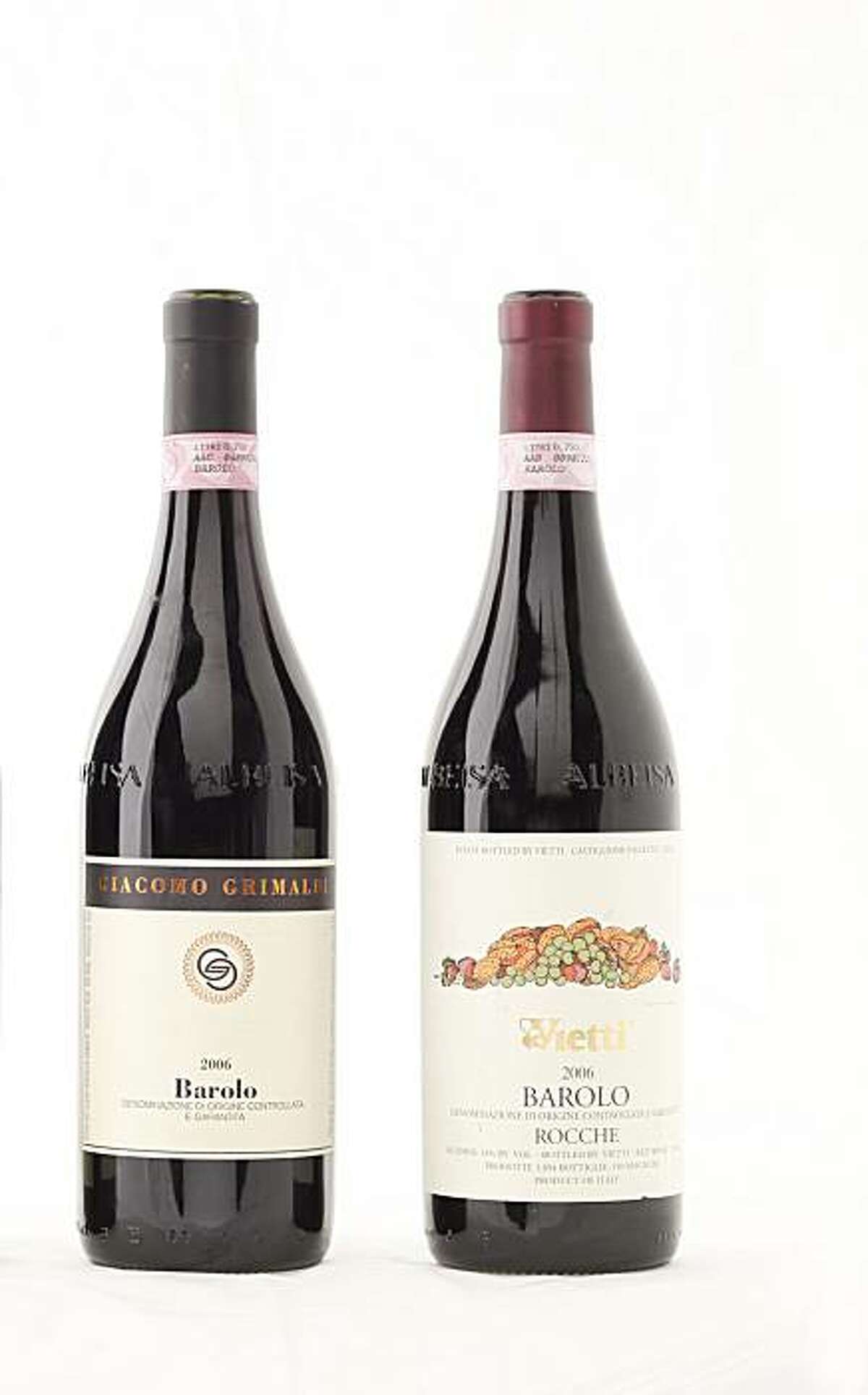 Left-right: 2006 Giacomo Grimaldi Barolo, 2006 Vietti Barolo as seen in San Francisco, Calif., on December 21, 2010. MANDATORY CREDIT FOR PHOTOG AND SF CHRONICLE/NO SALES-MAGS OUT-INTERNET OUT-TV OUT