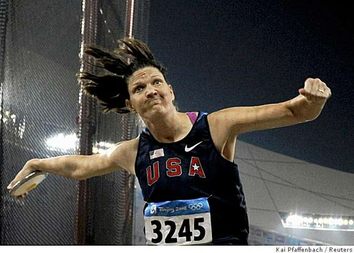 Stephanie Brown Trafton of the U.S. throws the discus during the women's final at the National Stadium during the Beijing 2008 Olympic Games, August 18, 2008.