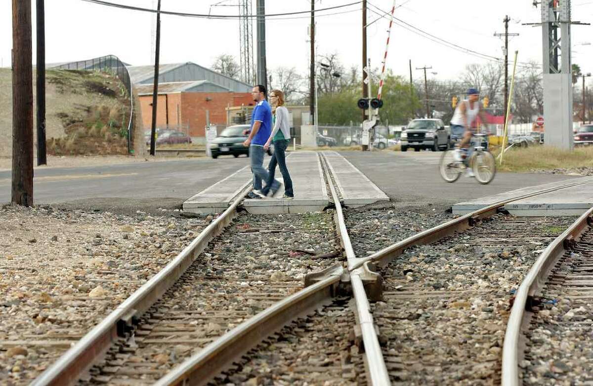 Railroad tracks at Probandt and East Cevallos streets could become part of one of three quiet zones proposed for the South Side’s Lone Star neighborhood.