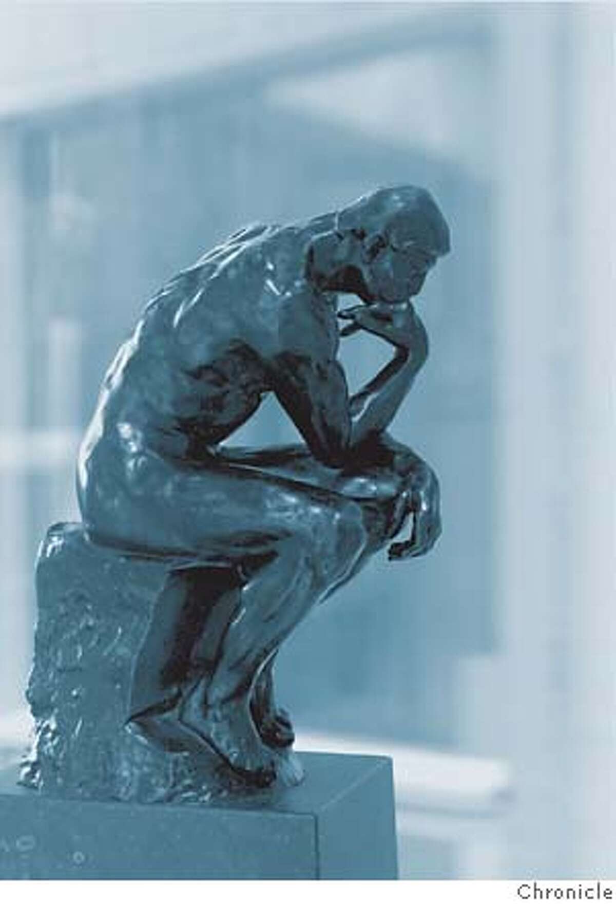 photo illustration for Steven Winn column on unconscious thinking in art. Chronicle__COLLECTING12F-C-31JAN00-PK-JLT Rodin's 1904 sculpture "Le Penseur" is part of the collection of Allan Rappaport, M.D. of Tiburon, CA._25 Rolling Hills Road - Tiburon, CA_PHOTO BY JERRY TELFER/THE CHRONICLE__CAT Datebook#Datebook#Chronicle#05/28/2007#ALL#5star#E1#0497001748