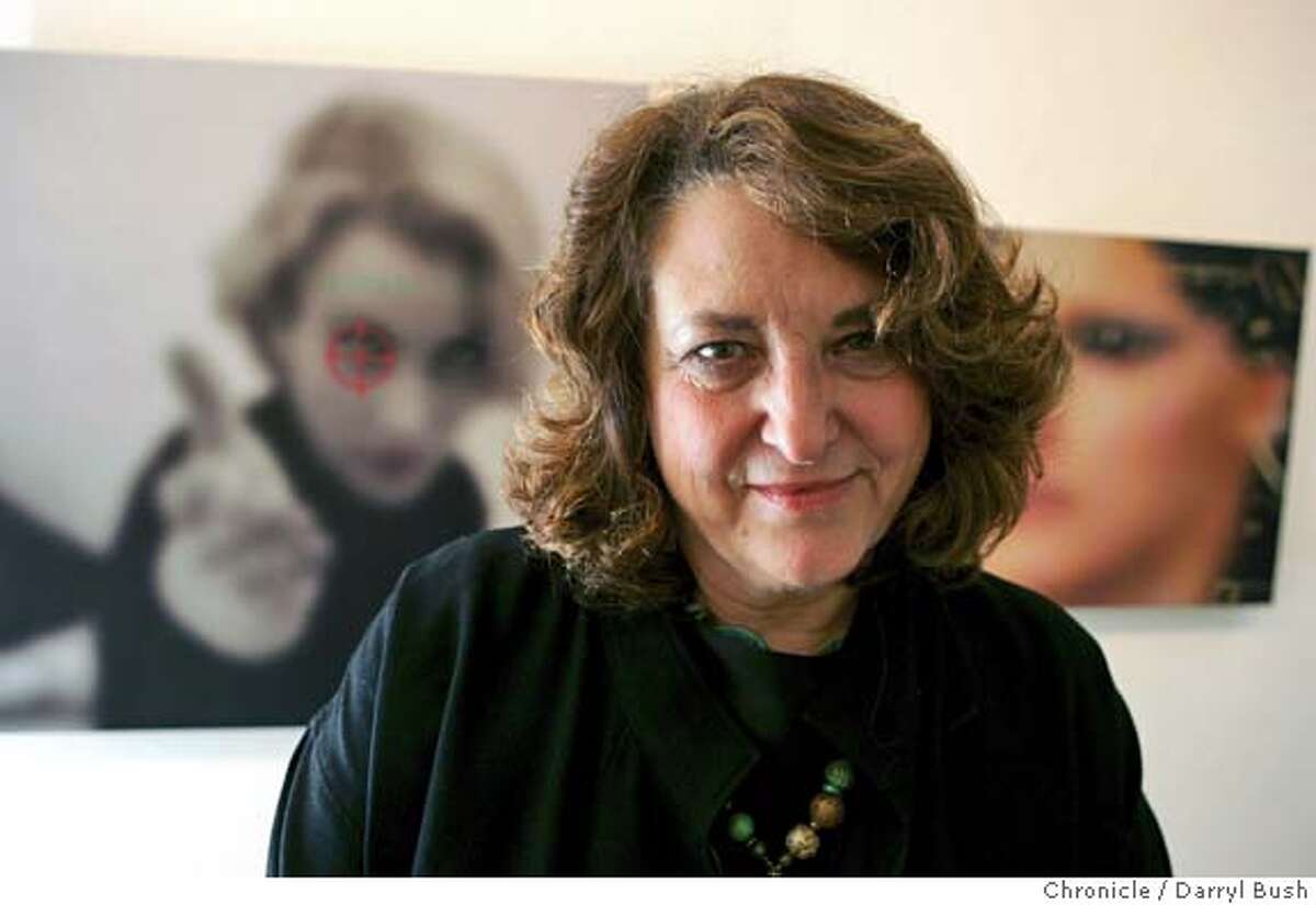 hershman03_0003_db.jpg Artist Lynn Hershman Leeson stands in front an exhibition of her work displayed at the Gallery Paule Anglim. Event on 11/29/05 in San Francisco. Darryl Bush / The Chronicle MANDATORY CREDIT FOR PHOTOG AND SF CHRONICLE/ -MAGS OUT