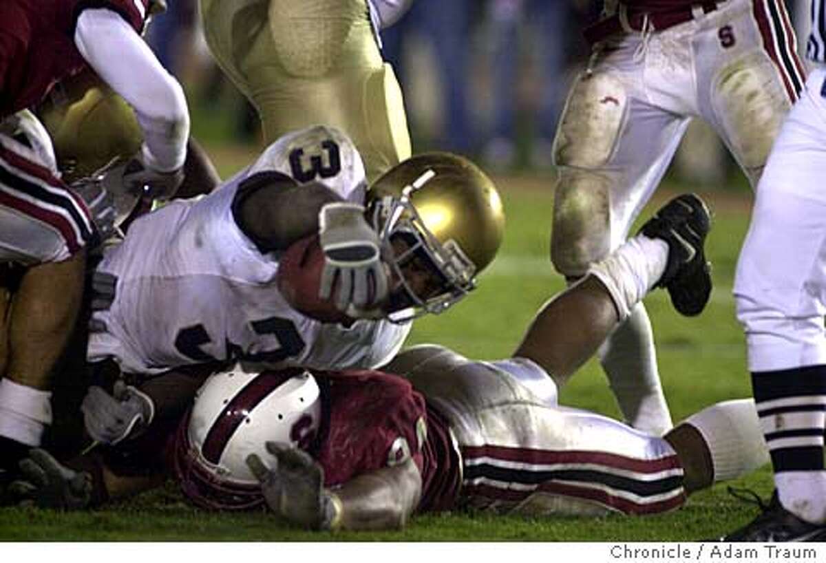 Notre Dame's Darius Walker scores the winning TD vs. Stanford. The Stanford Cardinal had their last home game of the season and last home game in their stadium vs. Notre Dame. Notre Dame came back in the final minute after Standford TD. Photo taken on 11/27/05, in Palo Alto