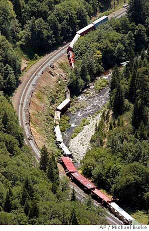 Train derails along river / 14 empty cars tumble north of Dunsmuir SFGate