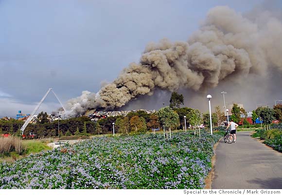 Two-alarm fire at Redwood City scrap-metal yard