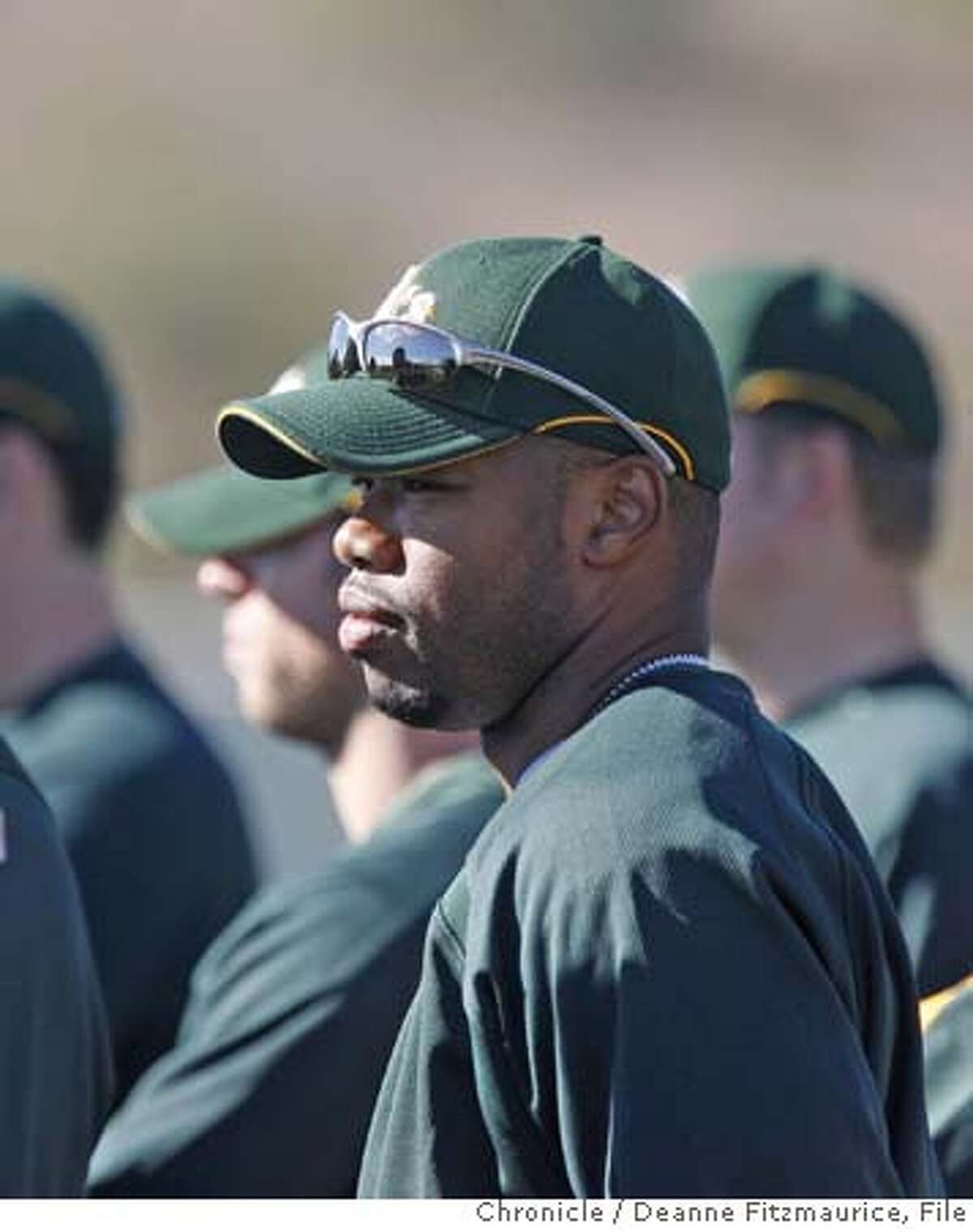 athletics_053_df.jpg Shannon Stewart is a new player for the Oakland Athletics. Oakland Athletics work out during spring training at Papago Park. Photographed in Phoenix on 2/22/07. Chronicle Photo / Deanne Fitzmaurice Mandatory credit for photographer and San Francisco Chronicle. No Sales/Magazines out.