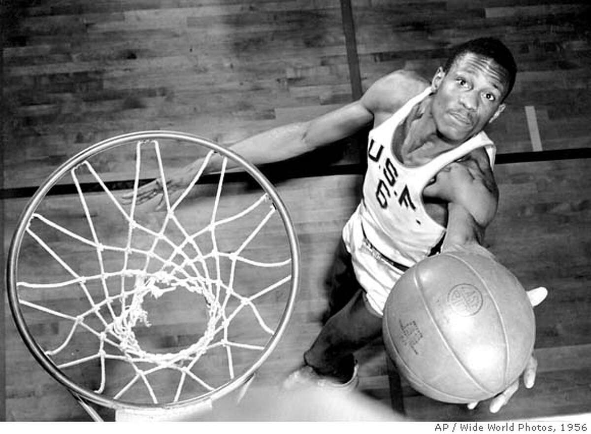 The Oakland Museum of California's "Sports: Breaking Records, Breaking Barriers" highlights 35 history-making athletes who changed the world of sports including William (Bill) Russell, pictured here in an image taken in 1956 at USF. The exhibit runs through Jan. 7. Photo Credit: AP/Wide World Photos. Ran on: 10-01-2006 Take a San Francisco Duck Tour, a land and sea adventure on one of Bay Quackers original, refurbished World War II amphibious landing craft. ALSO Ran on: 12-17-2006 Bill Russell, shown here in 1956 at the University of San Francisco, made his professional basketball debut with the Boston Celtics in December of that year.