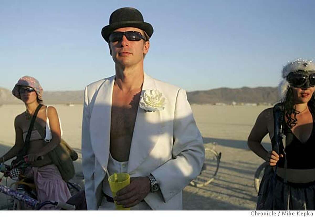 Paul Neale of Denmark attends the weding of Chelsea Reilly Teller and Howard Chen of Seattle. burning man - burnman2005 Event on 9/1/05 in Black Rock City. Mike Kepka / The Chronicle