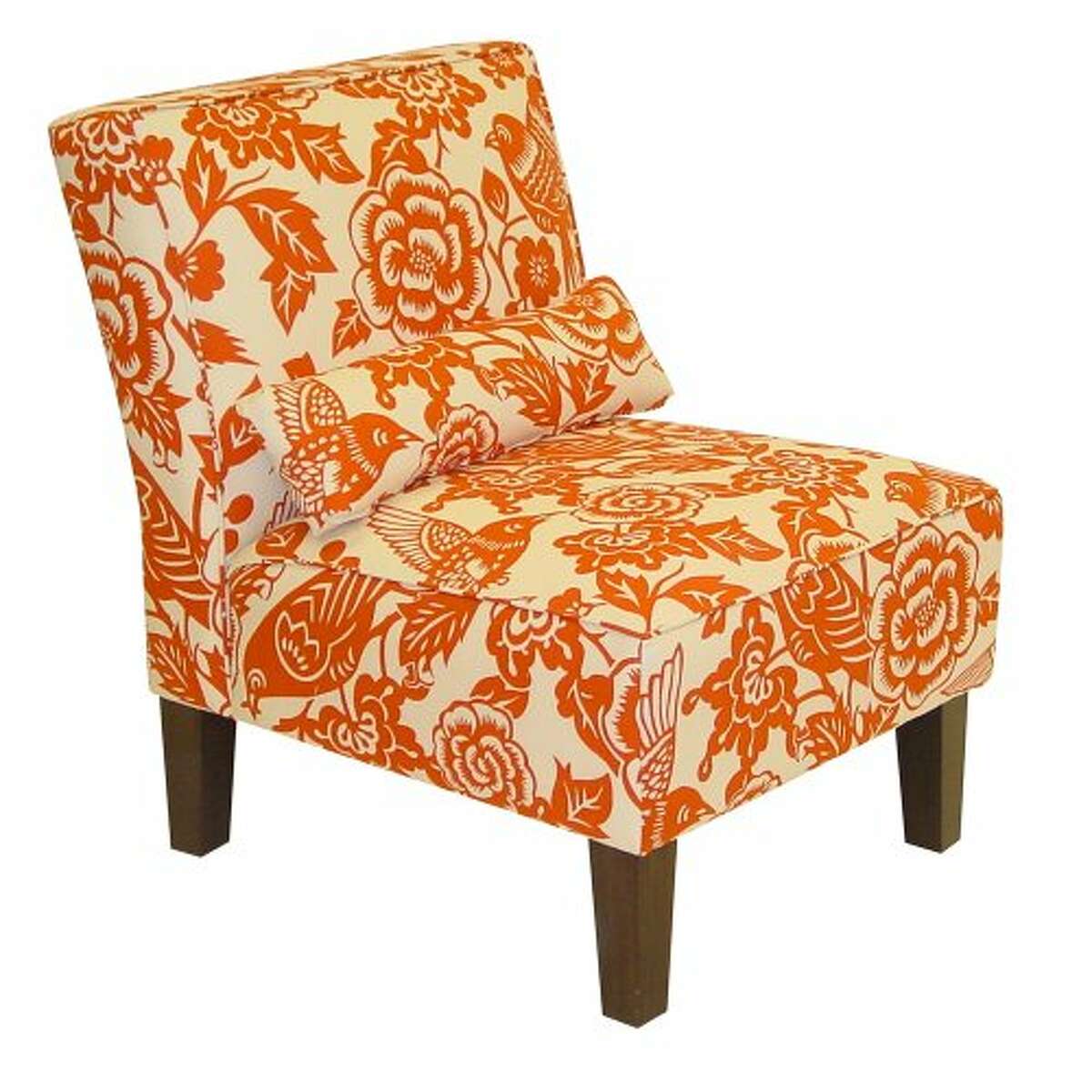 Pantone declared Tangerine Tango the color of the year. Use it for pops of color around the house. Target Tango Canary Print Slipper chair.