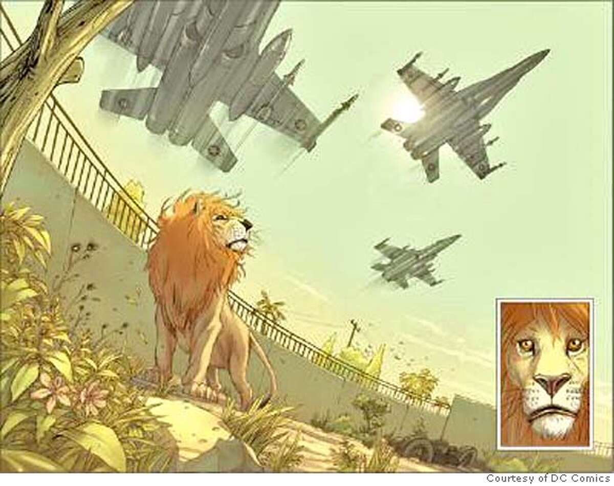 Photo is of Brian K. Vaughn's graphic novel, "Pride of Baghdad." Credit: Courtesy of DC Comics