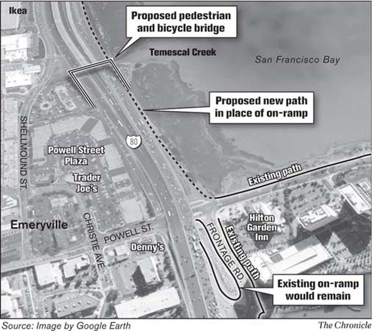 Proposed Pedestrian and Bicycle Bridge. Chronicle Graphic