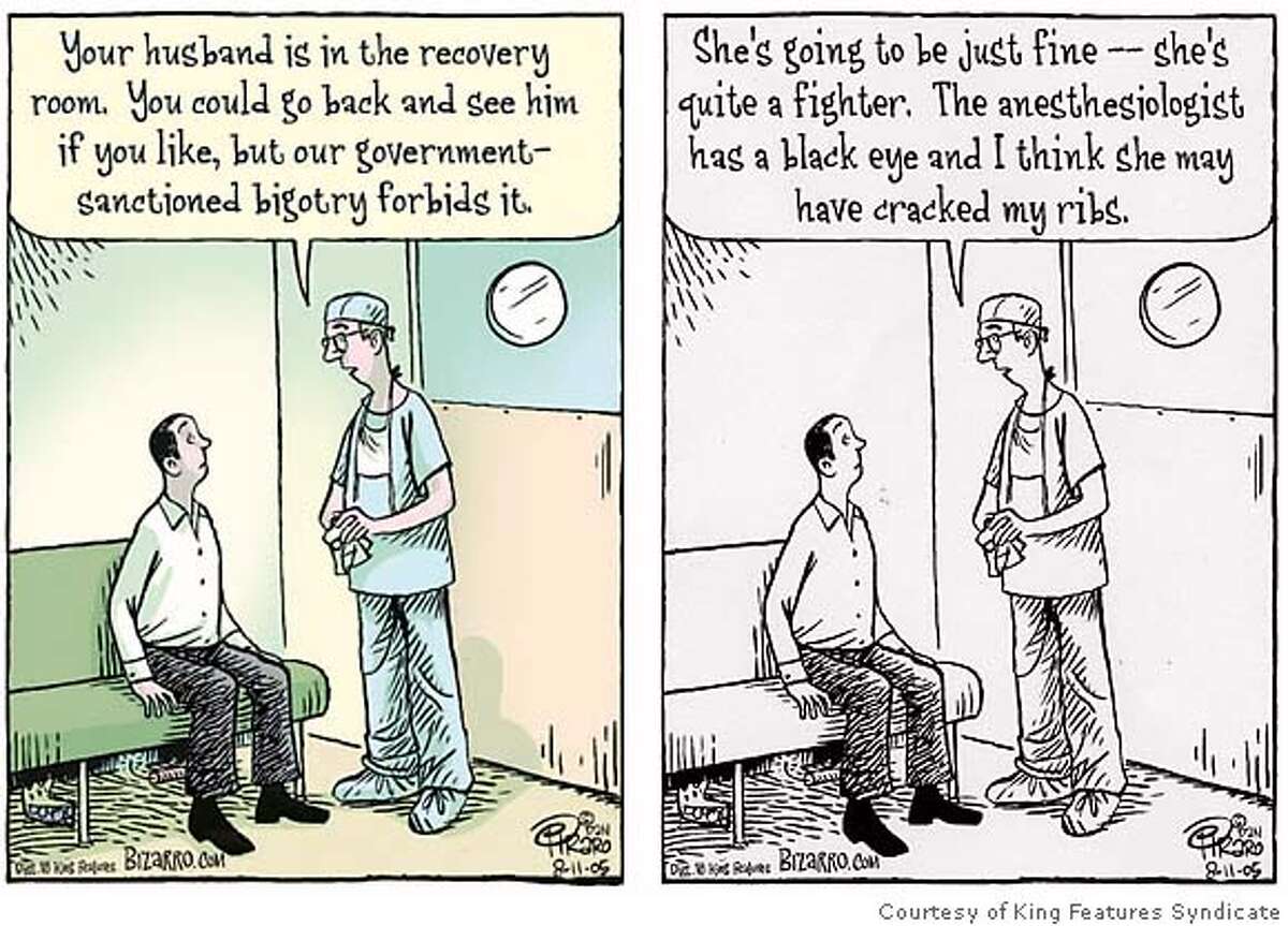 The two different Bizarro cartoons. Images courtesy of King Features Syndicate
