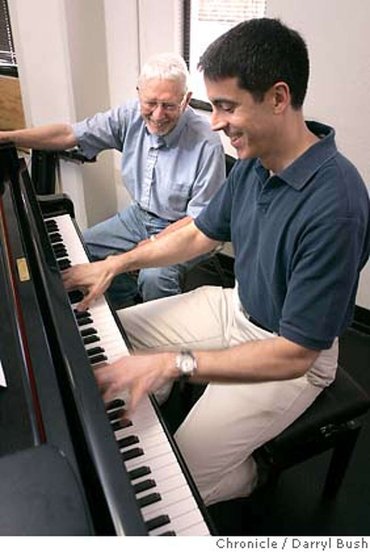 haroldmaude_039_db.jpg Writers Joseph Thalken at piano and Tom Jones, back left, work on music during rehearsal for the new musical Harold and Maude opening at Theatreworks. Event on 6/21/05 in Mountain View. Darryl Bush / The Chronicle MANDATORY CREDIT FOR PHOTOG AND SF CHRONICLE/ -MAGS OUT