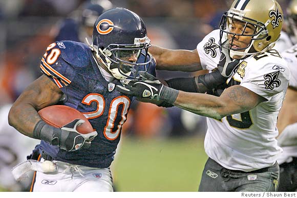 Bernard Berrian of the Chicago Bears smiles during the final