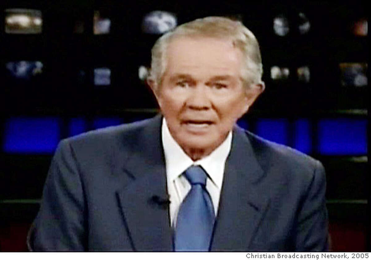 In this image taken from television, televangelist Pat Robertson makes remarks on the Christian Broadcasting Network show "The 700 Club", which aired Monday Aug. 22, 2005. Robertson called on Monday for the assassination of Venezuelan President Hugo Chavez, calling him a "terrific danger" to the United States. Robertson, founder of the Christian Coalition of America and a former presidential candidate, said on "The 700 Club" it was the United States' duty to stop Chavez from making Venezuela a "launching pad for communist infiltration and Muslim extremism." (AP Photo/"The 700 Club", CBN) Ran on: 08-24-2005 Venezuelan President Hugo Chavez (left) joins Cuban President Fidel Castro at Havana's airport at the end of a three-day visit. Ran on: 08-24-2005 Venezuelan President Hugo Chavez (left) joins Cuban President Fidel Castro at Havana's airport at the end of a three-day visit.