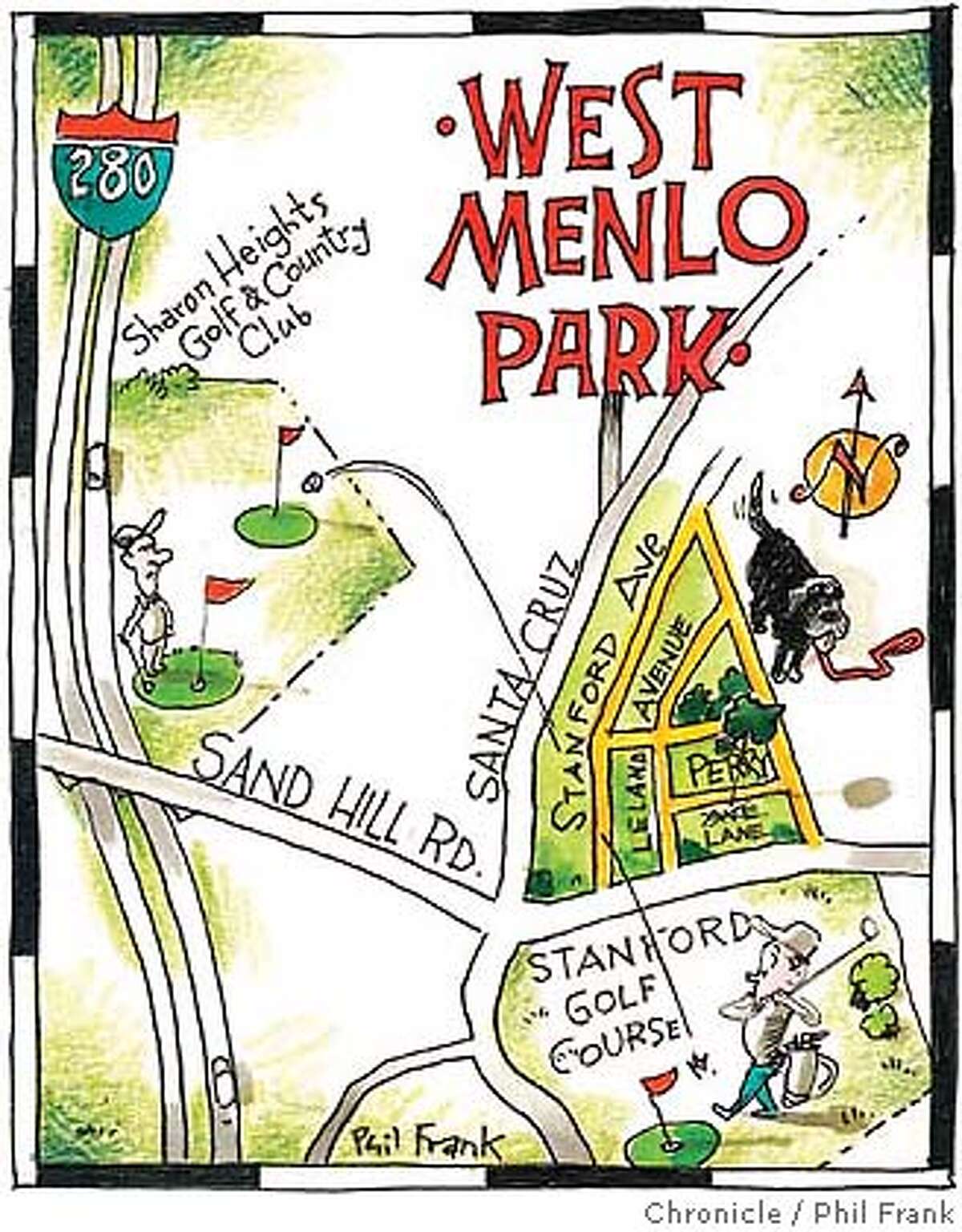 West Menlo Park. Chronicle illustration by Phil Frank