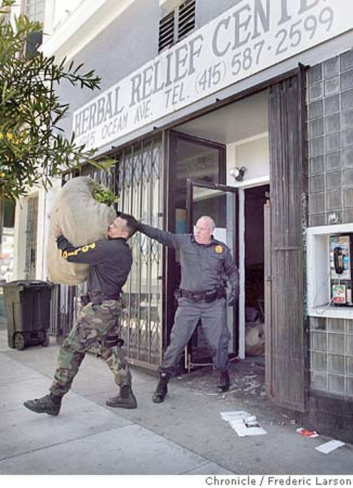 POT099_fl.jpg Federal agents raided 1545 Ocean Ave. SF today which was one of three San Francisco medical marijuana dispensaries as part of a broader investigation into money laundering and Asian organized crime, authorities said. The operation targeted two cannabis clubs on Ocean Avenue and another on Judah Street, and came just two weeks after the U.S. Supreme Court � in a crushing blow to the medical marijuana movement � ruled that the federal government had the authority to prosecute people whose actions are legal under state law. Law enforcement sources said the clubs were not targeted for drug operations but say they were allegedly being used as fronts for money-laundering operations. Federal agents, in some cases joined by San Francisco police, raided 20 homes and businesses in the city today as part of the operation, sources told The Chronicle. 6/23/05 San Francisco CA Frederic Larson The San Francisco Chronicle