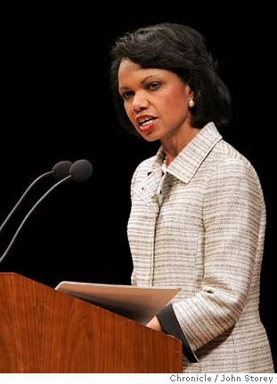 Rice goes to bat for Bolton / In S.F. speech, secretary of state also ...