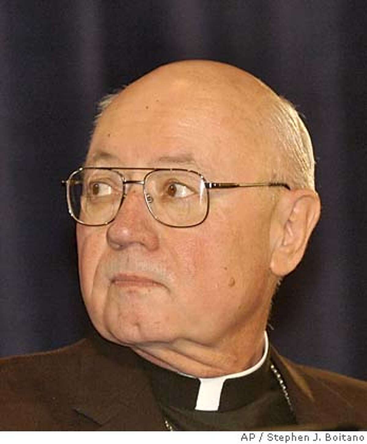 Bishop William Skylstad of Spokane, Wash., the incoming president of the U.S. Conference of Catholic Bishops during the bishops annual meeting in Washington, Monday, Nov. 15, 2004. Skylstad was elected overwhelmingly to succeed Bishop Wilton Gregory of Belleville, Ill., who is ending his three-year term after leading the conference through the height of the abuse crisis. (AP Photo/Stephen J. Boitano) Nation#MainNews#Chronicle#11/16/2004#ALL#5star##0422468394