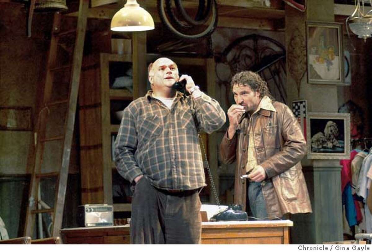 Matt DeCaro as Don Dubrow and Marco Barricelli as Teach in the ACt production of "American Buffalo." Photo by Gina Gayle/The SF Chronicle.