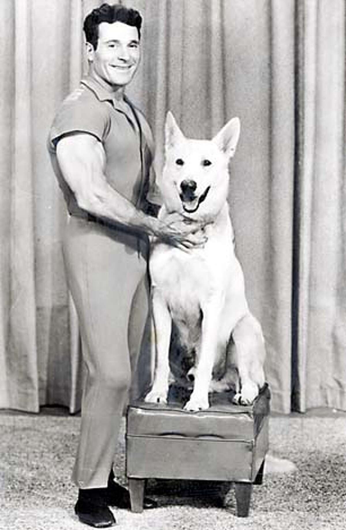 LaLanne in his heyday with his dog Happy.