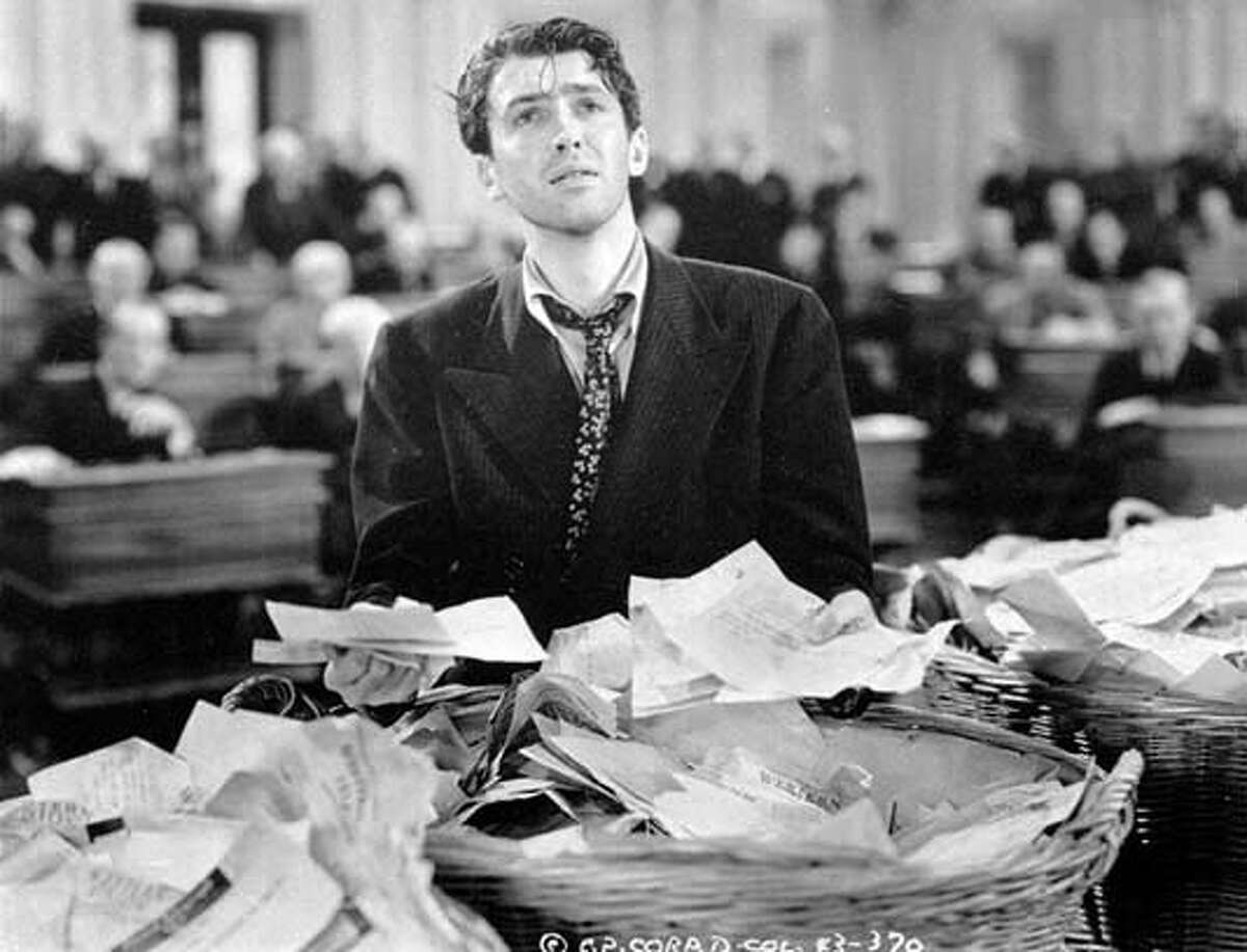 FILE--James Stewart is shown in a scene from the 1939 film "Mr. Smith Goes to Washington". Hollywood columnist Army Archerd reported the actor died Wednesday, July 2, 1997 at his home in Beverly Hills, Ca. He was 89. Frank Capra, who directed ``Mr. Smith'' and ``It's a Wonderful Life,'' once said that even better than a great performance was ``a level of no acting at all, when the actor disappears and a real live person appears on the screen, a person the audience cares about immediately.'' Stewart wasone of the few to reach that level, Capra said. (AP Photo/File) CAT Datebook#Datebook#Chronicle#10-27-2004#ALL#Advance##421803103