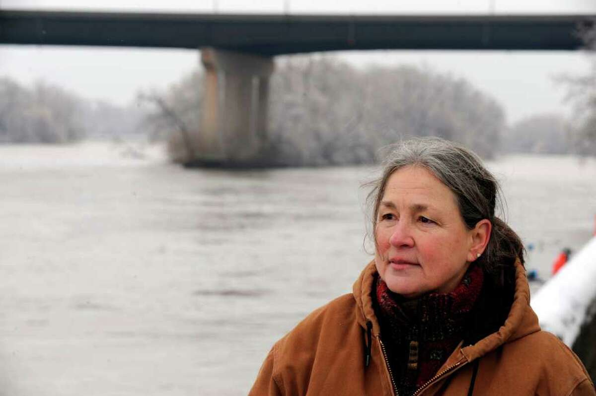 TIMES UNION STAFF PHOTO BY SKIP DICKSTEIN - Barbara Reeley, Jaliek's Grandmother watches the New York State Police boats as they search the Hudson River in Troy, New York, for Jaliek Rainwalker February 7, 2008. Rainwalker has been missing since November 1, 2007.