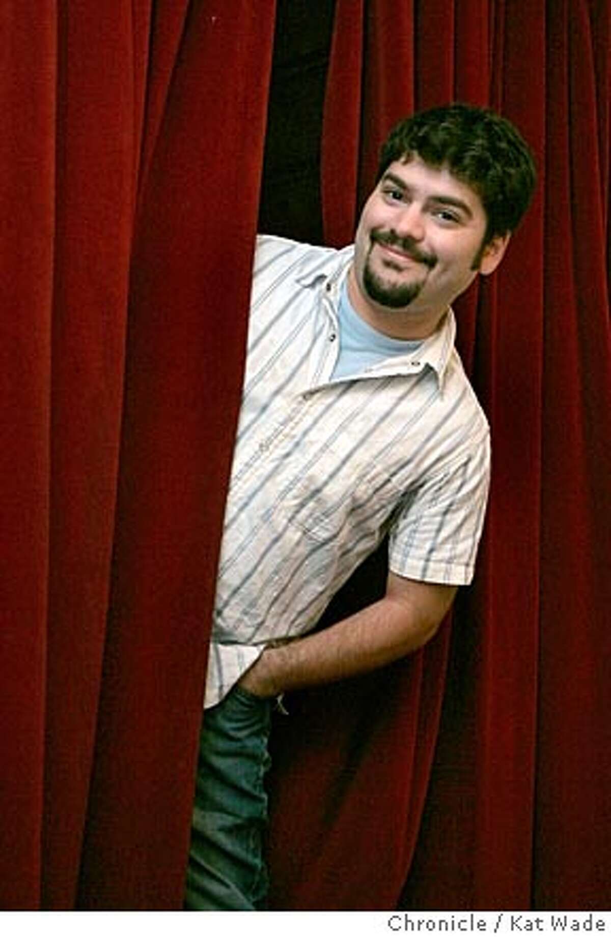 On 8/10/05 in Lafayette East Bay native Kevin Morales' whose new play, "Love Lafayette" opens on August 26th at the Town Hall Theatre poses for a portrait in thee Town Hall Theatre then in the hills of Lafayette. Kat Wade/ The Chronicle