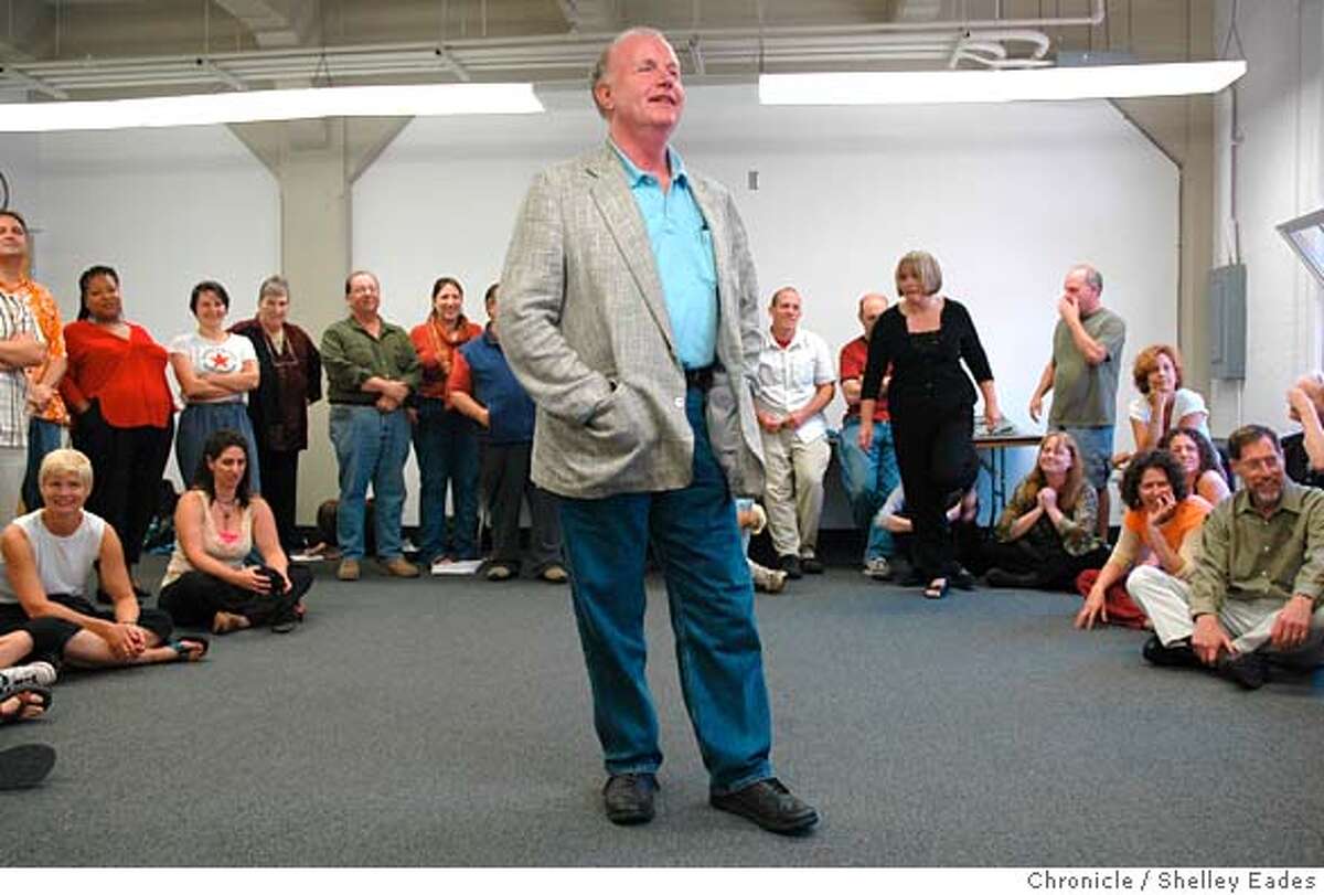 LIFE030021se.JPG On 7/30/05 in San Francisco Jim Cranna, 61, listens to some of his students perform during his last Improv Comedy class at Fort Mason, after teaching the class every Saturday for the past 30 years. Chronicle Photo by Shelley Eades