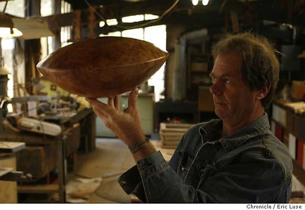 bolinas_1178_el.JPG
 Tripp with one his Ornamental's, A Hollow Vessel made from Big Leaf Maple which he says is very exciting to pull off because they can explode on you at anytime.
 Tripp Carpenter in his Bolinas workshop that once was his father's.
 Bolinas and it's present personality Photographer:
 Eric Luse / The Chronicle names cq from source MANDATORY CREDIT FOR PHOTOG AND SF CHRONICLE/ -MAGS OUT Photo: Eric Luse