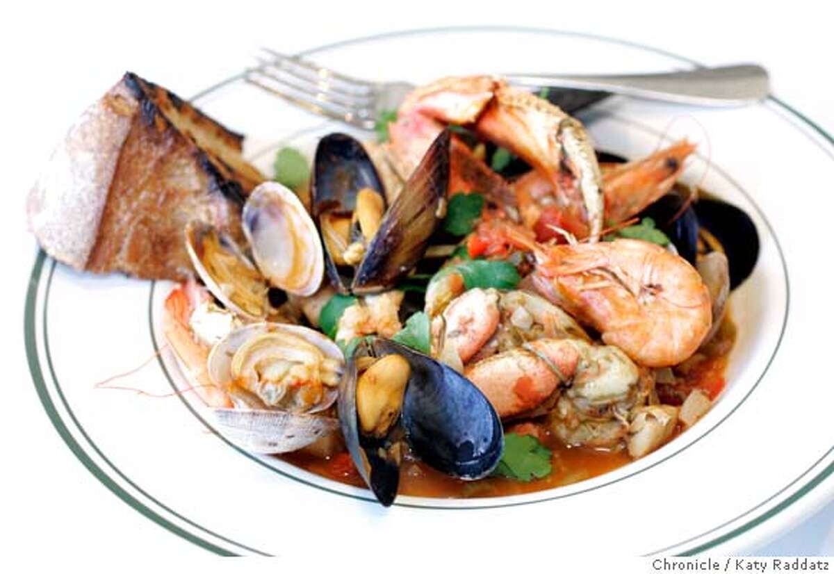 d.28_SAMS_074_RAD.jpg SHOWN: Cioppino. Sam's Chowder House is a new restaurant in Half Moon Bay, at 4210 N. Cabrillo Hwy. These photos were made on Tuesday, Jan. 9, 2007, in Half Moon Bay, CA. (Katy Raddatz/SF Chronicle) Ran on: 01-28-2007 A classic cioppino at Sam's is flavorful, but it's difficult to get at the crab without the proper utensils.
