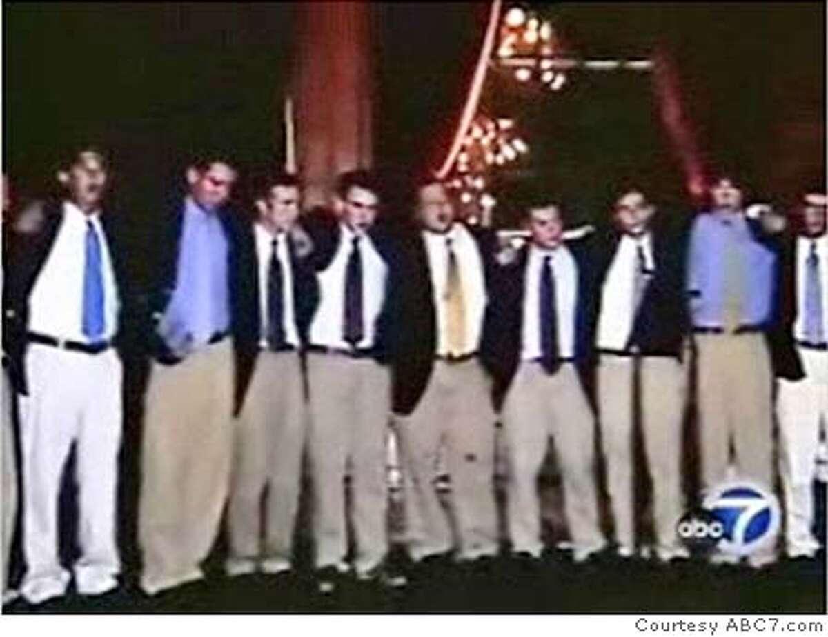 The Yale glee club is shown performing in a video on the ABC7NEWS.com website. Mandatory Credit: Courtesy ABC7NEWS.com Ran on: 01-10-2007 Members of Yales a cappella group were attacked outside a Richmond District home on New Years Eve, witnesses say. Ran on: 01-10-2007 Members of Yales a cappella group were attacked outside a Richmond District home on New Years Eve, witnesses say. Ran on: 01-26-2007 Members of the Bakers Dozen were invited to a New Years Eve party in the Richmond District by a fellow Yale student.