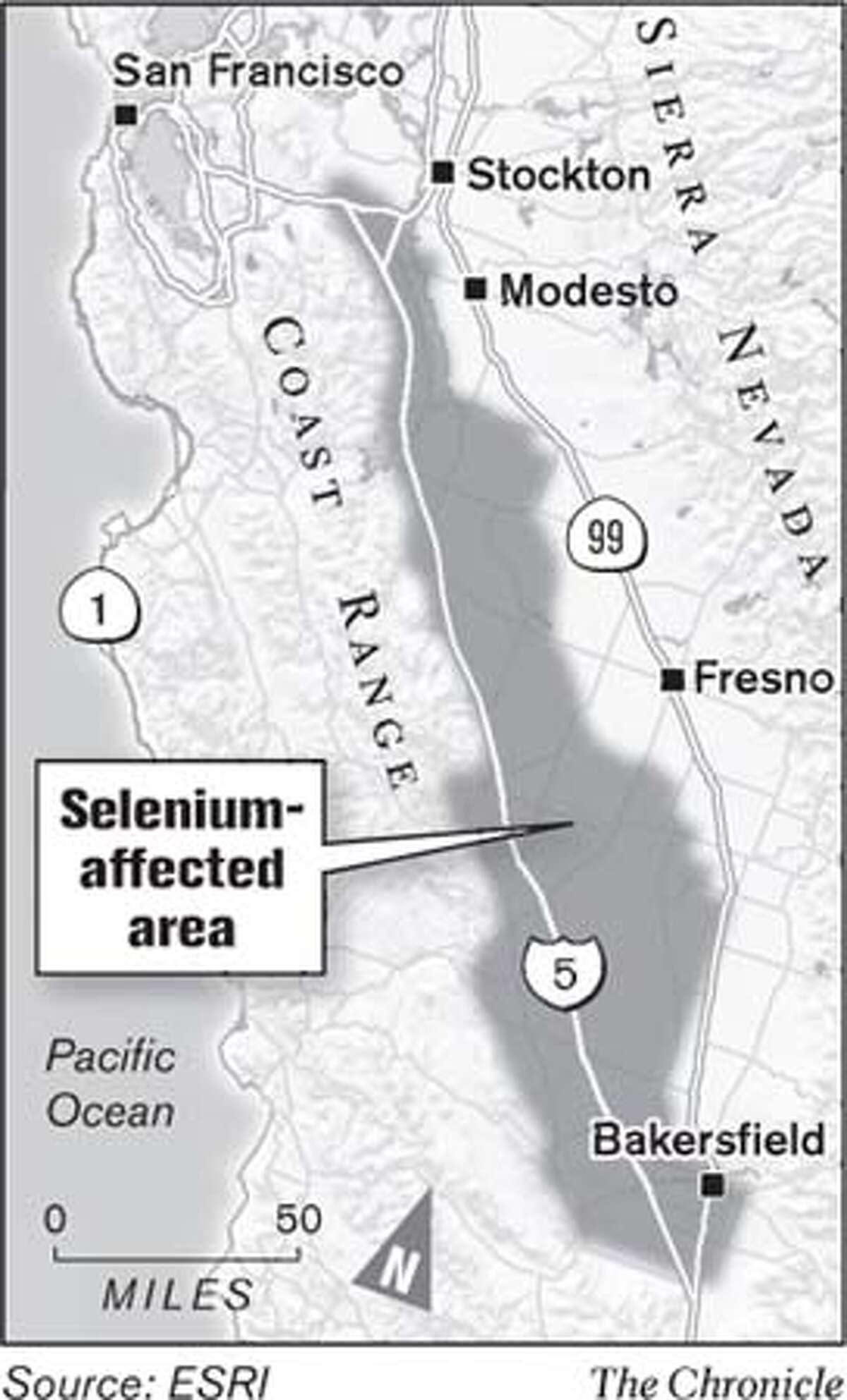 Selenium-Affected Area. Chronicle Graphic