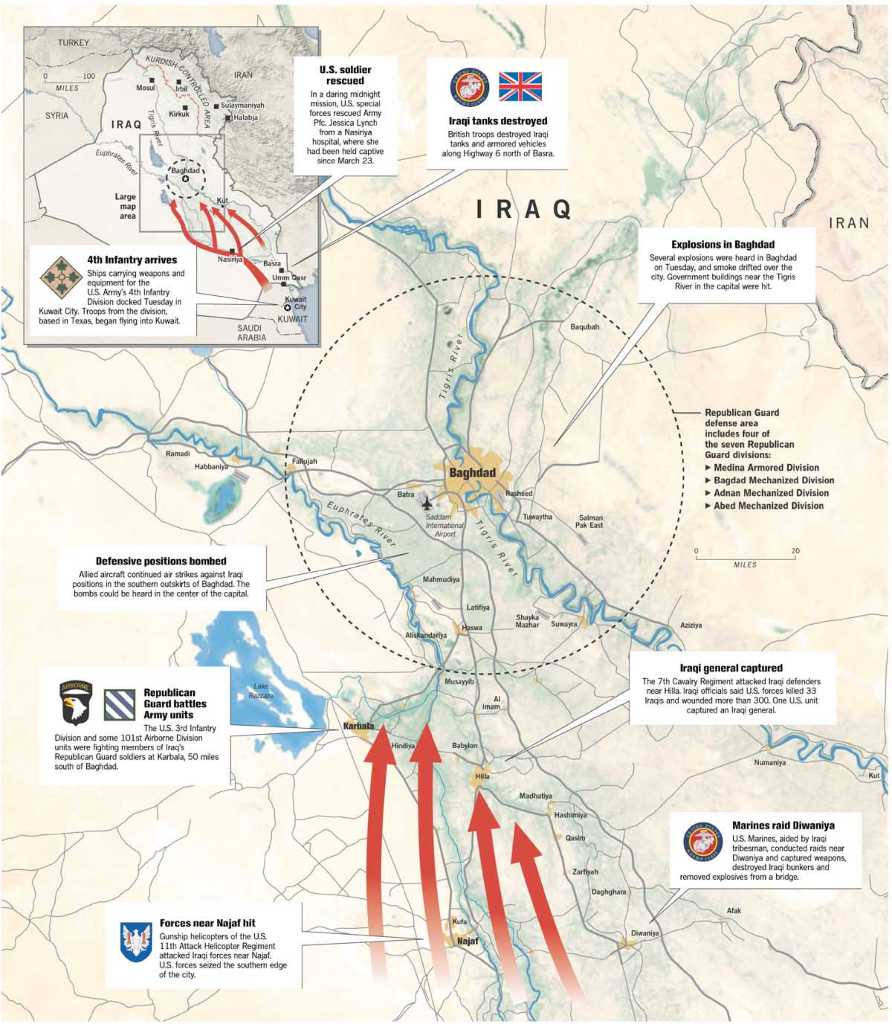 U.S. launches drive toward Baghdad / OPENING SALVO: Republican Guard ...